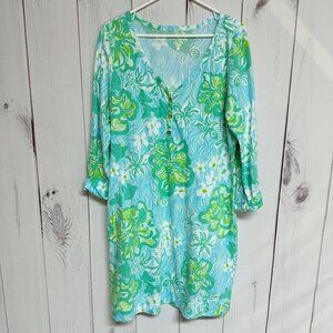 Lilly Pulitzer Palmetto‎ Dress Extra Large Lagoon Green Wave Rider EUC